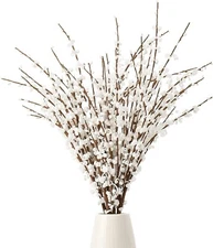 10Stems Real Dried Pussywillow Preserved Greenery Branches for Vase- Natural Pu