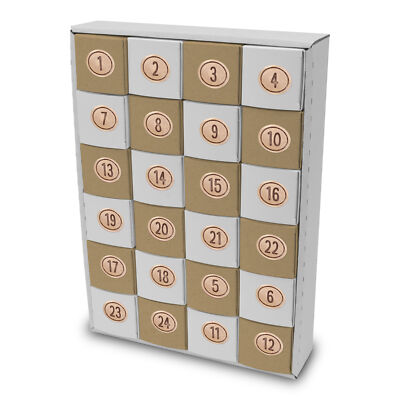 itenga Adventskalender zum Füllen Baumscheiben Design 24x Würfel Boxen 6,5cm neu