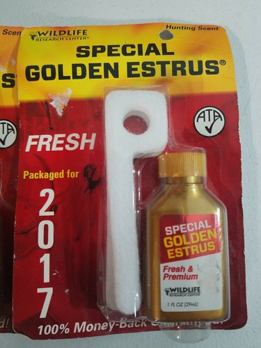 3 Pack Wildlife Research Hunting Scent 2017 Special Golden Estrus 1oz - Picture 2 of 4