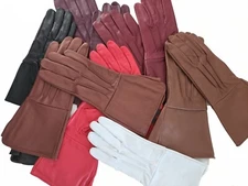 GLOVES LAMBSKIN GENUINE LEATHER LONG CUFF MEDIEVAL TOP FIT LONG LASTING