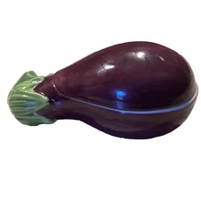 Vintage Roma Al Fresco Elizabeth Arden Eggplant  Covered Trinket Box