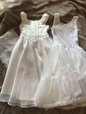 White Flower Girl / Communion Dress Girls Size-4 Under skirt slip included 