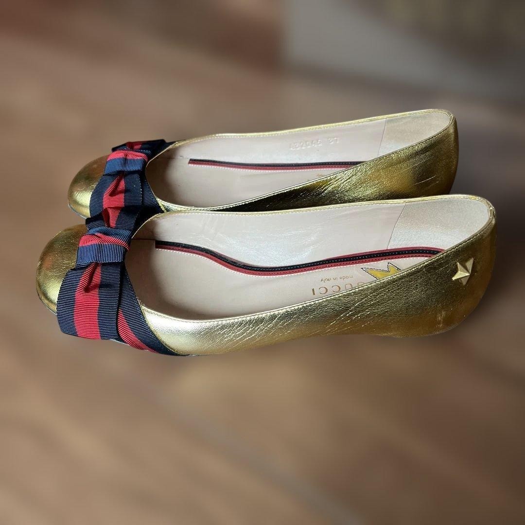 Gucci Ribbon Flat Shoes Gold Star Design Size 37 US About 7 For Women thumbnail 17