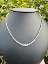 9k White Gold 5.49ct Graduated Lab Grown Diamond Tennis Necklace IGI Certified 