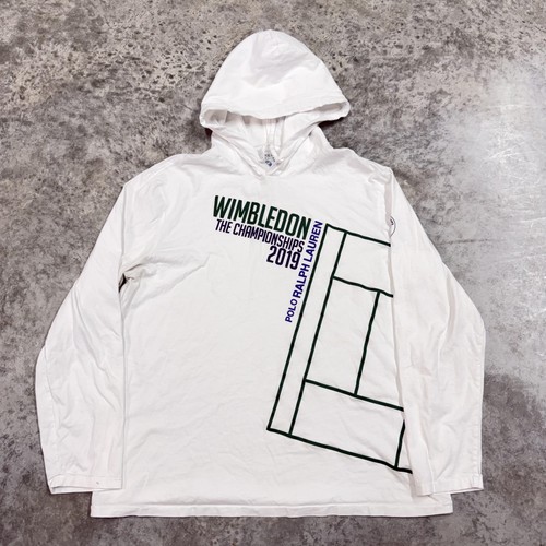 Wimbledon Shirt Mens XL White Tennis 2019 Polo Ralph Lauren Long Sleeve Hooded