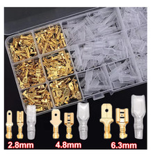 Wire Crimp Terminals Set Copper Male Female Spade Connectors Kit 2.8-6.3mm