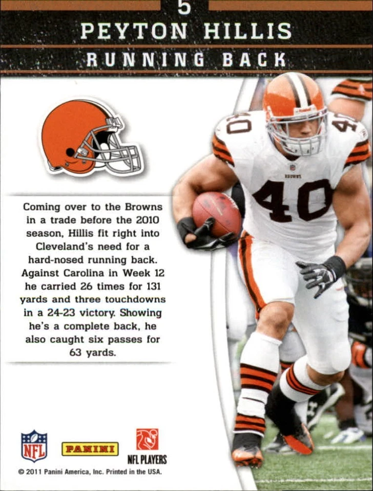 2011 Panini Gridiron Gear Gamebreakers #5 Peyton Hillis - FB - Image 2 of 2