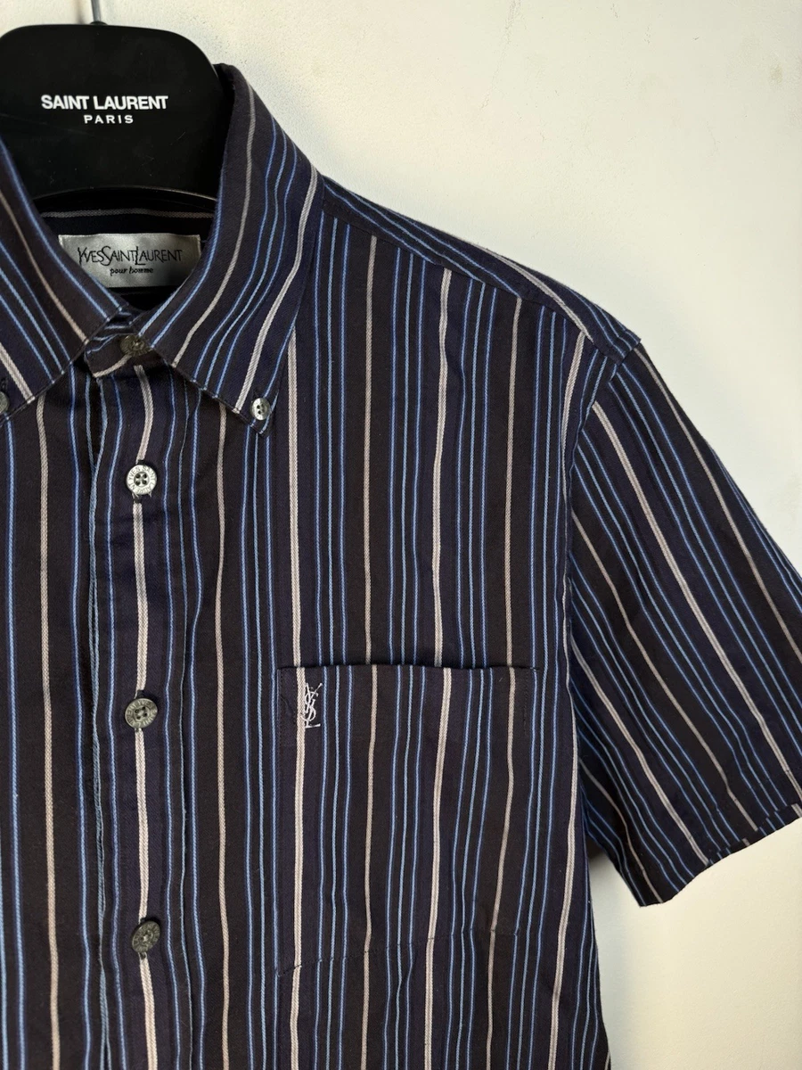 Saint Laurent Short Sleeve Striped Casual Button-Down Shirts for