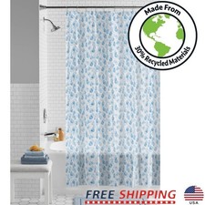 13-Piece Eco-Friendly Waterproof Shower Curtain W/ Hooks PEVA Water Drop Pattern