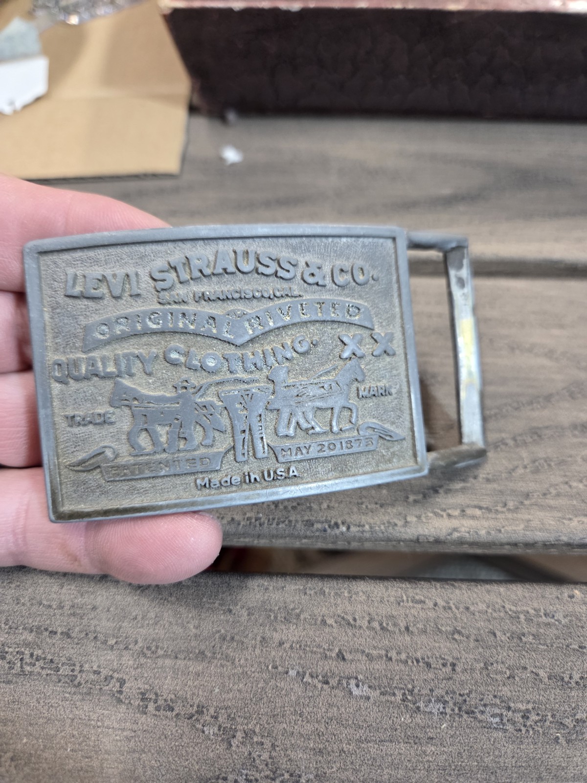 Levi Strauss And Co Original Riveted Brass Belt Buckle Vintage Made In USA