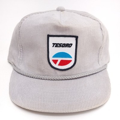 Vintage Tesoro Gas Oil Corduroy Rope Hat Snapback Grey Young An Trucker Cap