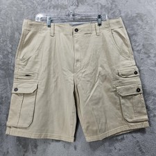 Iron Co Cargo Shorts Mens 38 Dune Stretch Twill Elastic Waist Zipper Pocket