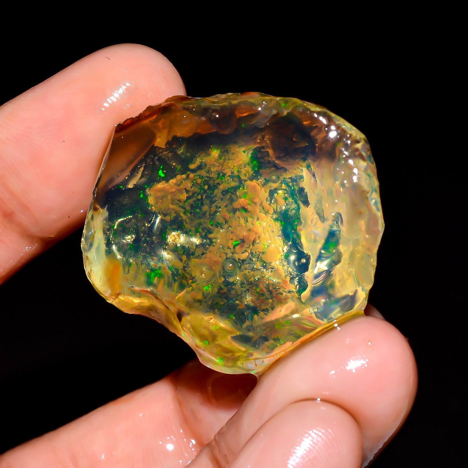 Fancy Opal Rough 73 Carat Natural Ethiopian Oil Opal Raw, Fire Opal Gemstone