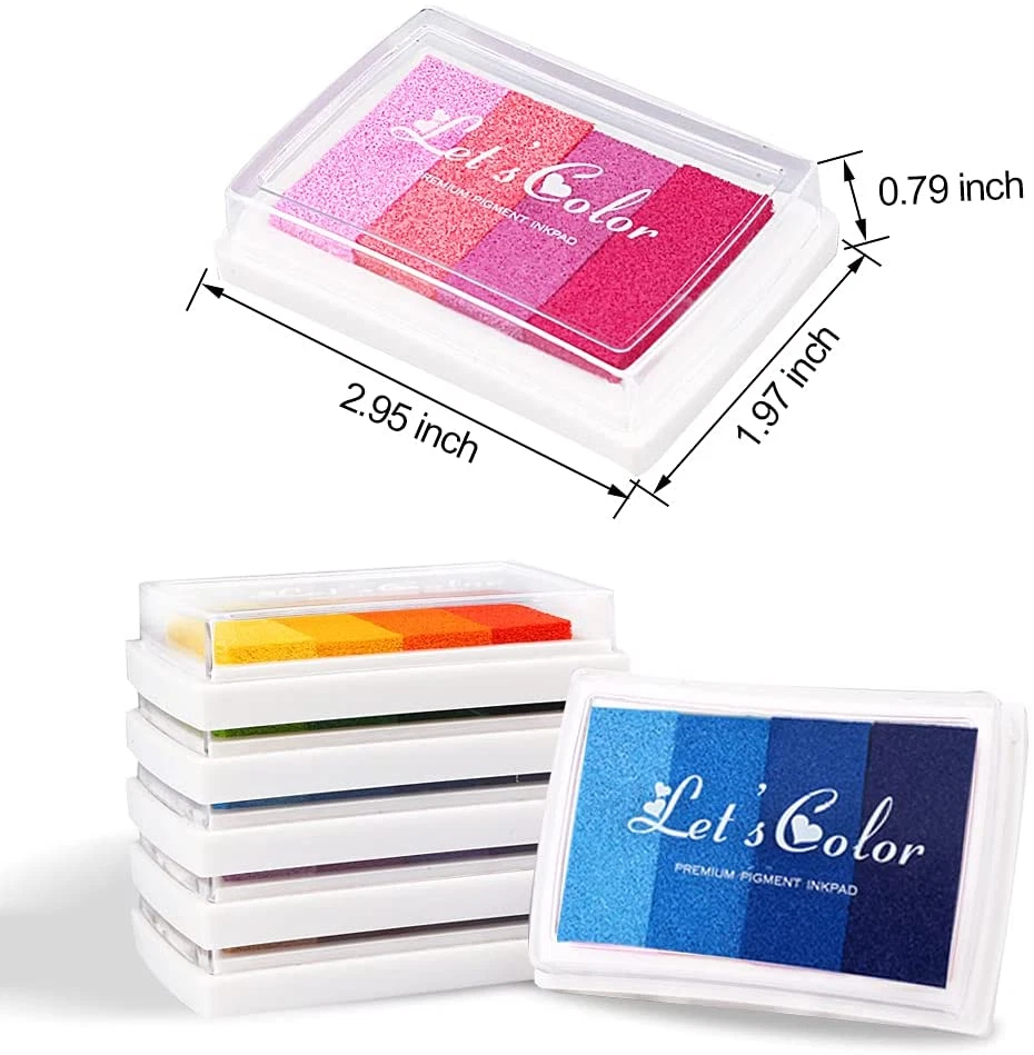 Craft Rainbow Finger Ink Pads, Set of 6 DIY Multicolor Craft Stamp Pads - Image 3 of 4