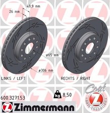 2x ZIMMERMANN Bremsscheibe BLACK Z 600.3271.53 für VW GOLF 8 CD1 DA1 Variant CG5