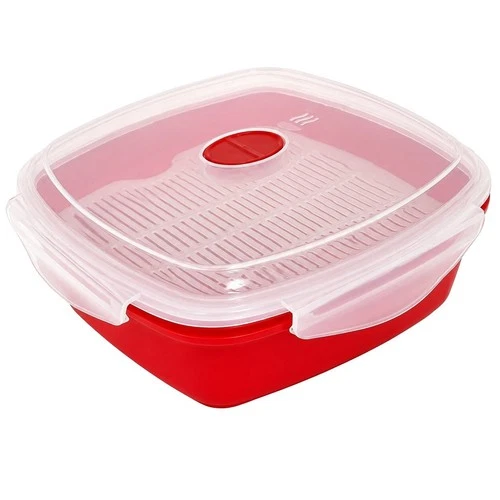 Microwave Steamer Grill with Vented Lid – BPA-Free – Cooks Meat, Fish, Veggies
