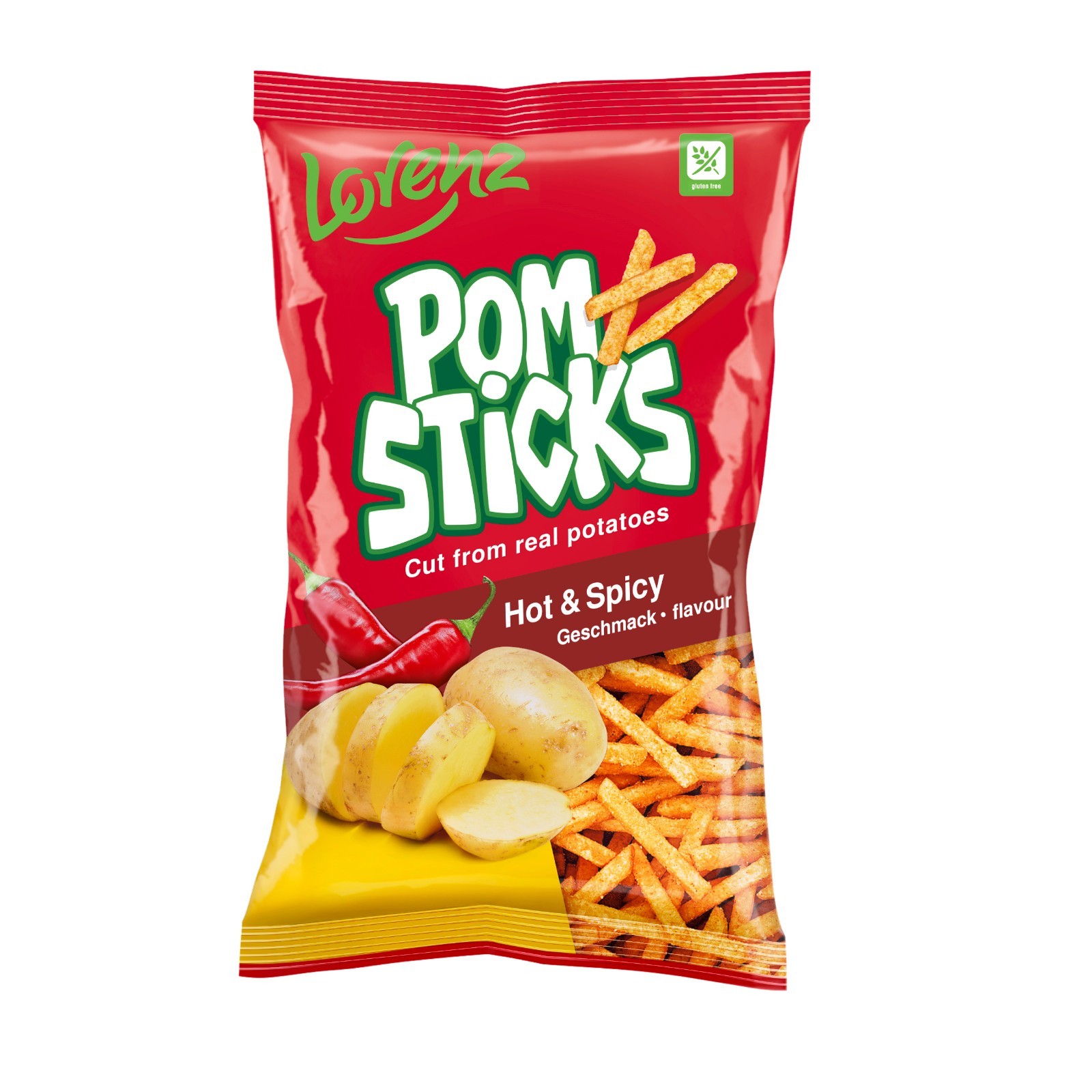 Lorenz Pomsticks Hot & Spicy  85g - Pack of 3