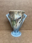 Roseville Blue Green Ceramic Pottery Floral Vase with Handles 775-6