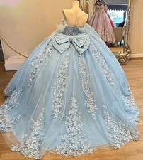 Puffy Quinceanera Dresses 2026 Strapless Floral Bow Lace 16 Dresses Prom Gowns