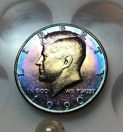 1990 D BU Kennedy Half Dollar Rainbow Toned