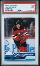 Luke Hughes Young Guns Acetate #248 SSP 2023-24 UD Extended Series PSA 9 Devils