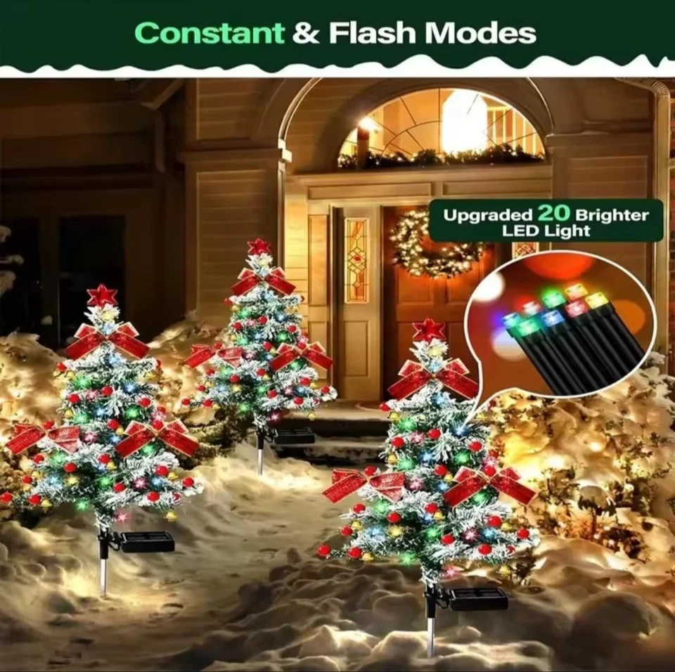 Cadena de luces solares para decoración de hadas y árboles de Navidad impermeables al aire libre Foto 3 de 4