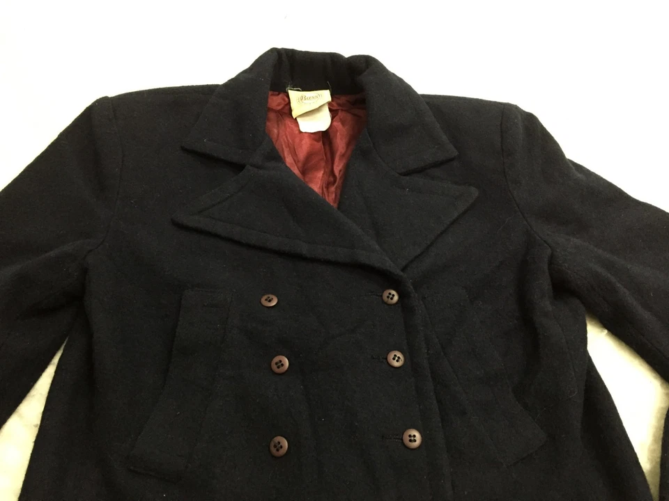 G.H. Bass & Co. Wool Jacket Mens S Small Black Lined Shoulder Pads Button Up - Image 3 of 4