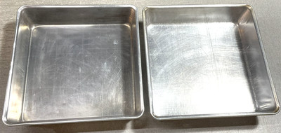 2 TWO Cake Brownie Baking Pans Vintage  8'' x 8'' x 2'' Square Aluminum USA