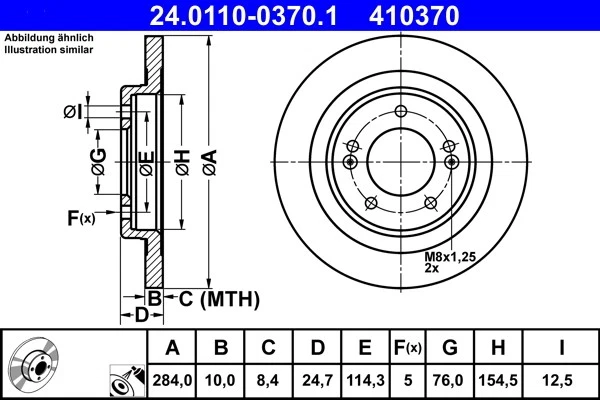 2x BRAKE DISC 24.0110-0370.1 FOR HYUNDAI i40/CW/Kombi/Van D4FD 1.7L G4FD 1.6L - Image 2 of 4