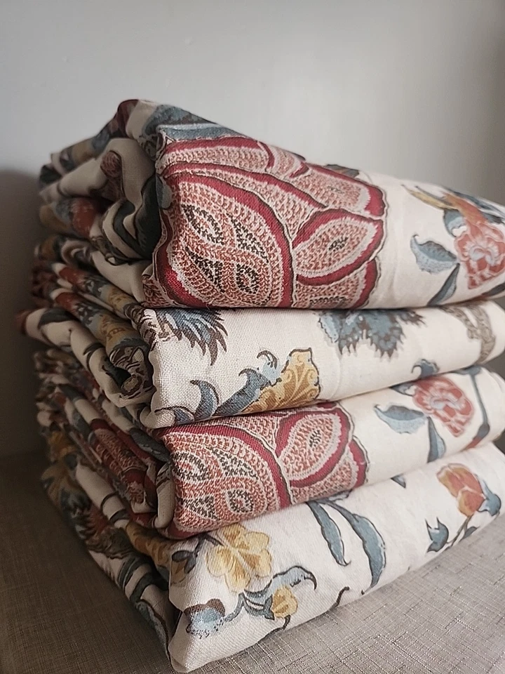 Pottery Barn Cynthia Palampore Floral, 4 Panels Drapes Lined, 50”x96"!  Gorgeous - Image 3 of 4