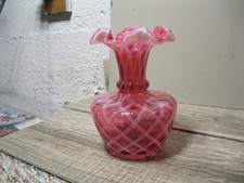 Fenton Cranberry Diamond Optic vase