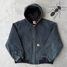 Carhartt J140 BLK faded black hooded work wear jacket Large
