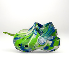 Crocs Classic Glow Marbled Clog Kids Size C4 Green Blue Slip-On Shoes
