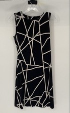 Tommy Hilfiger Womens Black White Geometric Knit Sleeveless Shift Dress Size 2