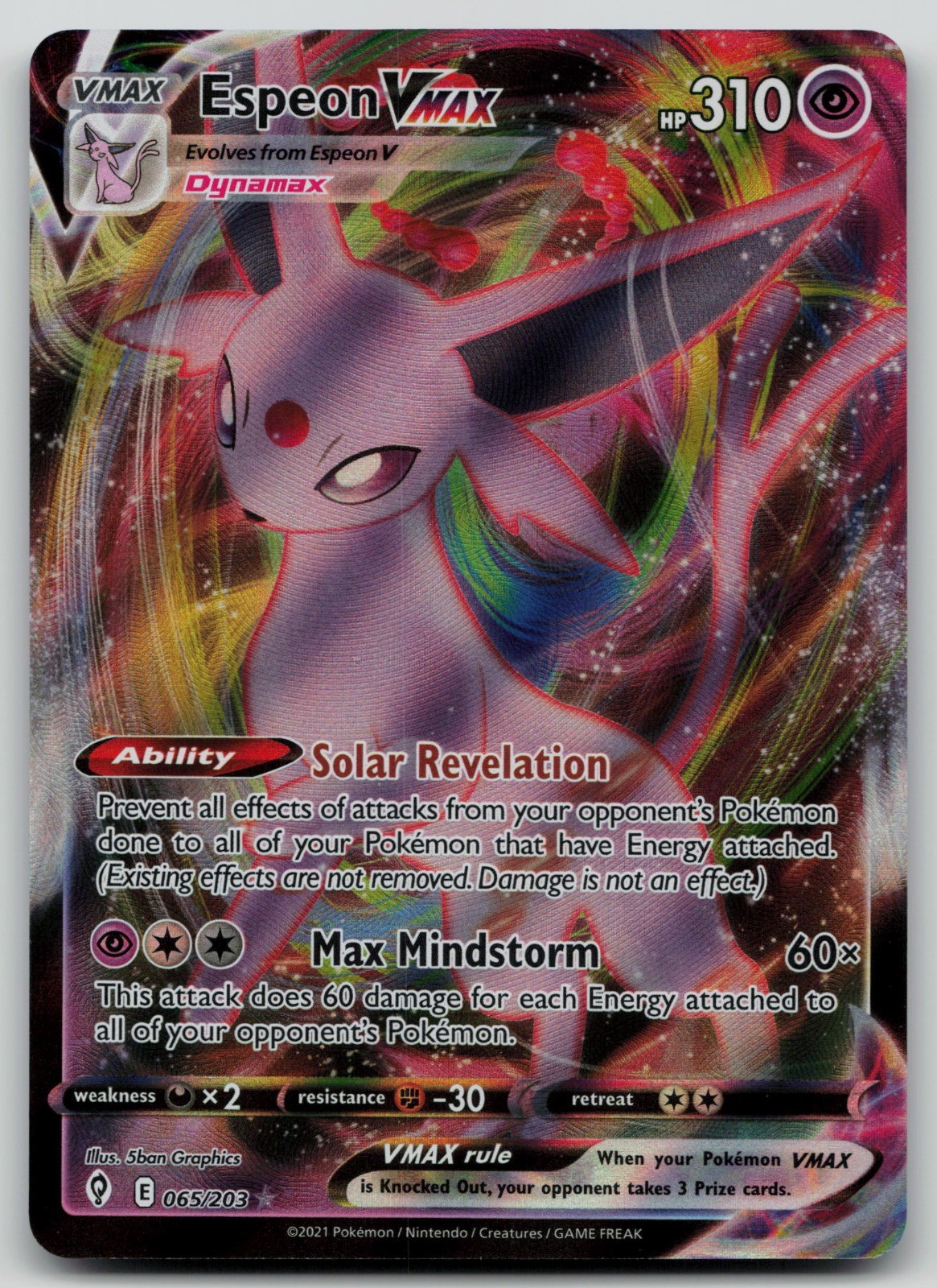 Espeon VMAX 065/203 (NM) - SWSH07: Evolving Skies - Ultra Rare - Pokemon TCG