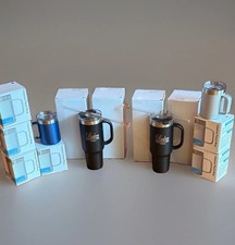 Lot Of 10 Stainless Steel Insulated 40 Oz Travel Cups & 12 Oz Mugs W/ Boxes New