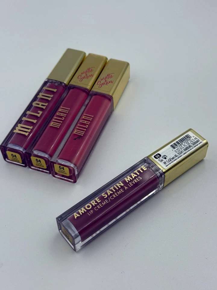 LOT OF 4 PCS Milani Amore Satin Matte Lip Crème Shade #04 PLUSH Luxueux NEW - Image 3 of 4