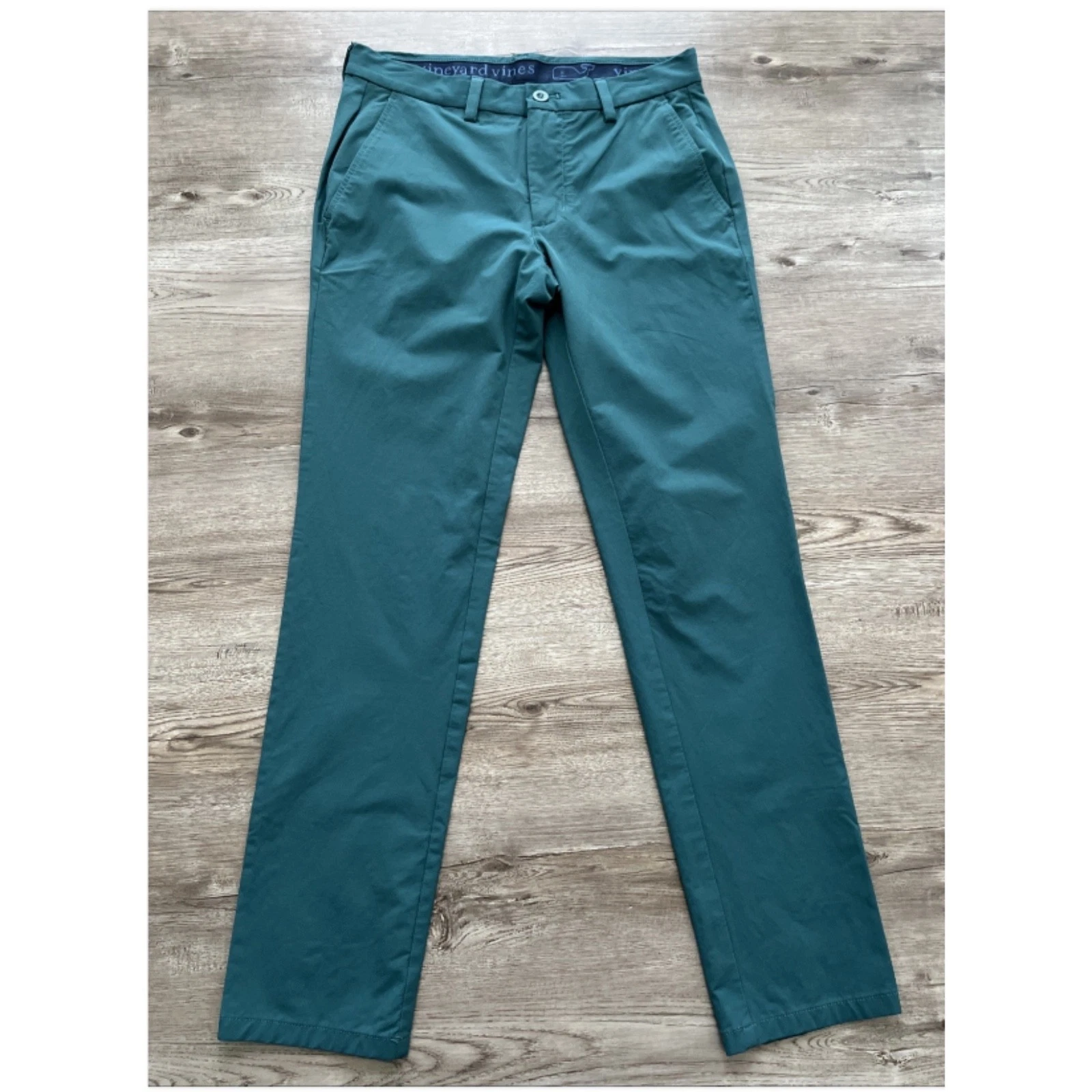 Vineyard Vines On The Go Performance Pants Mens 30x32 Teal Slim Straight