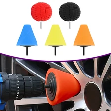 Foam Drill Polishing Cone Ball Pads Kit Car Hub Waxing Buffing Wheel Polisher 4"