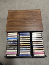 Vintage Cassette Tape Collection 3 Drawer Woodgrain Storage Cabinet 36