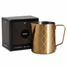 VonShef Milk 325ml/11Oz Brushed Gold Milk Jug Frothing Steaming 18/0 S/Steel