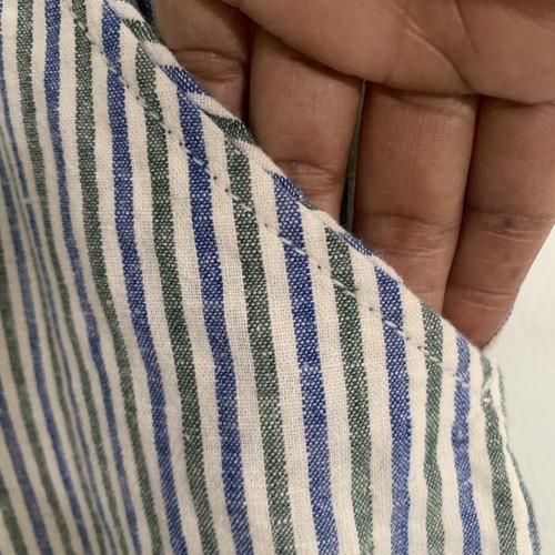 Max Studio Linen Cropped Pants M Green Blue Stripe Pockets Wide Leg 30 In Waist - 第 2/12 張圖片