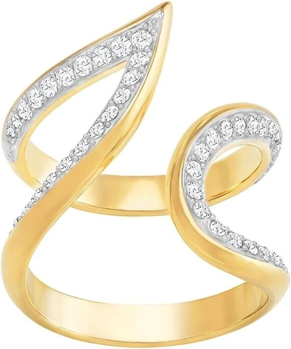 *NEW* SWAROVSKI GROOVE WIDE RING - GOLD - SIZE 52