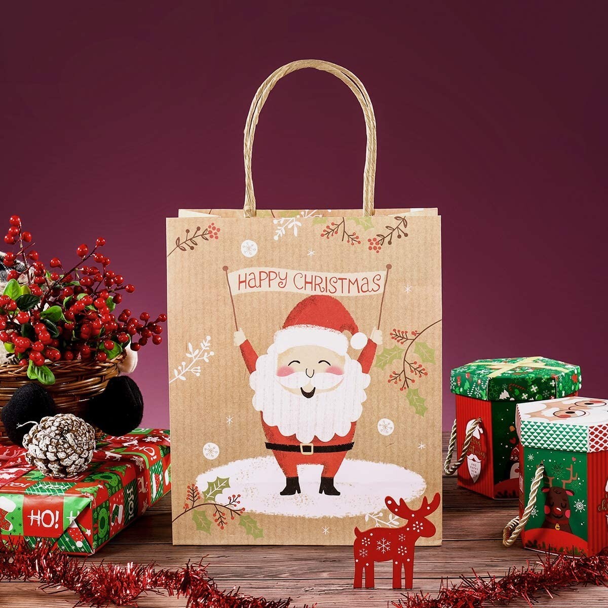 12 x Christmas Gift Bags for Christmas Party Favours Chocolate Sweets