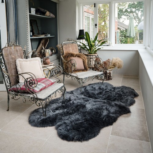 Large Genuine Quad Sheepskin Rug - Extra Thick & Soft Wool - Colourful 4 Skin - Picture 24 of 36