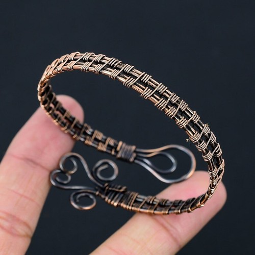Braccialetto regolabile in filo di rame di design artigianale gioielli - Foto 4 di 4