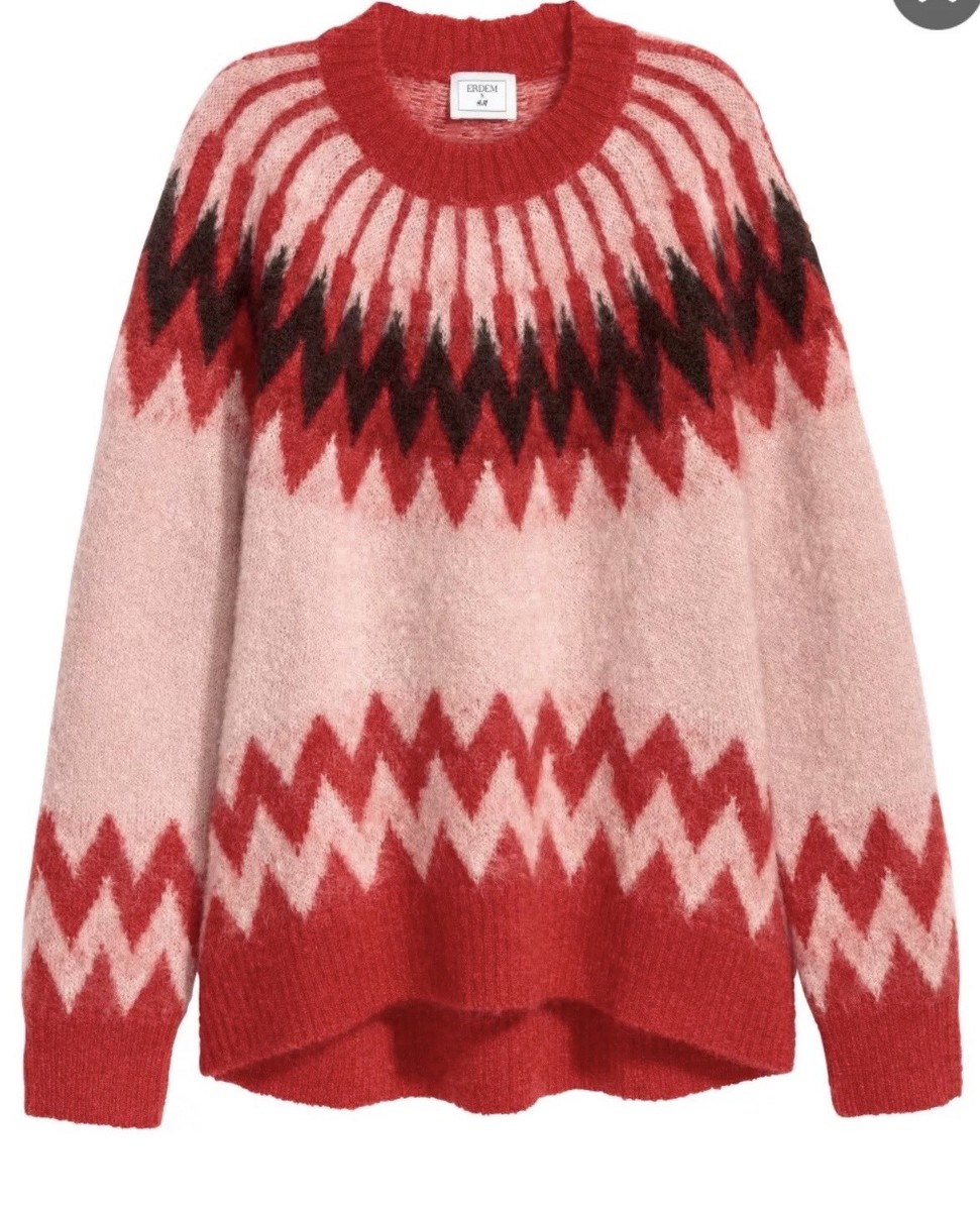 H&M × ERDEM‼️11/20まで‼️ Erdem x H&M Red and Cream Mohair Blend Sweater Size Small NWT | eBay