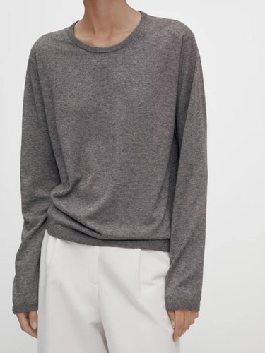 Massimo Dutti Women's Crewneck Thin Wool Knit T-shirt