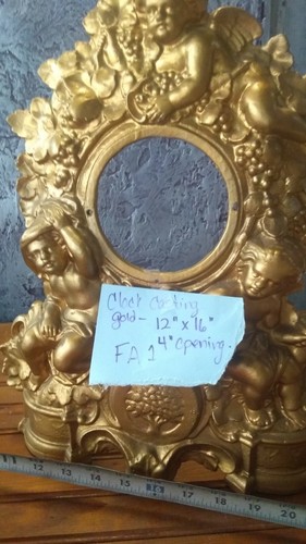 Antique Cast Iron gold Front Clock Case Face Cherubs Grapes Fancy Golden mfg co. - Picture 11 of 12