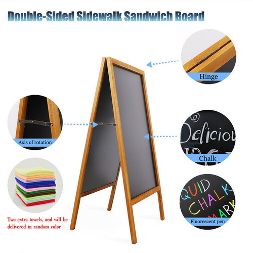 Heavy Rustic Large Wood A-Frame Magnetic LED Chalkboard Blackboard Wedding Cafe - Picture 10 of 45